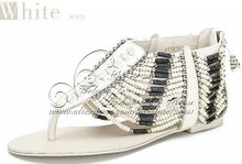 Bohemian beading Fashion sandals,flat sheepskin handmade beads gladiator flip flops,women’s shoes green,white&Free shipping