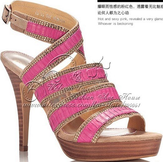Cross straps rome fashion sandals high heeled Handmade rhinestone snakeskin gladiator sandals women crystal shoes Free