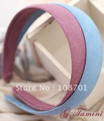 2012 Summer item-High quality daily-use solid suede wide hair band hair hoop lady's hair accessories 40pcs/lot(China (Mainland))