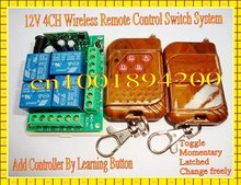 200M 4CH 4Relay 12V wireless remote control switch system1 receiver 2transmitter Momentary Toggle Latched Toggle Momentary