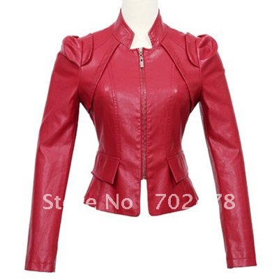 Black Fashion 2012 on 2012 Fashion Women S Pu Leather Jacket Short Design Red Black Jackets