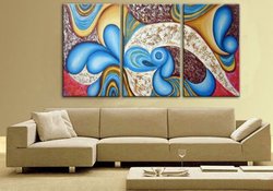 100% Hand painted Color gorgeous mechanism Abstract landscape Wall home Decor Oil Painting on canvas 3pcs/set mixorde Framed(China (Mainland))