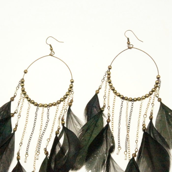 Long Feather Earrings on Wholesale All Kinds Of Fashion Black Long Feather Earrings