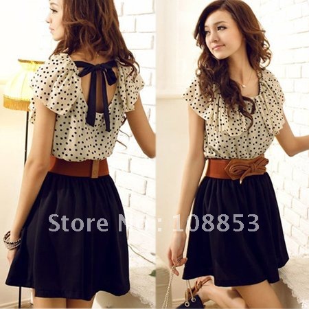 Sexy Korean on Free Ship 2012 Hot Japan Korean Ladies Fashion Sweet Dots Waist