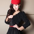 Spring outerwear 2012 women's three-dimensional flower coat spring and autumn Black lace short jacket