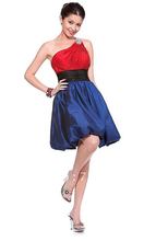 One-Shoulder Crystal Rhinestone Pleat Empire Waist Mini Short Dress Mixed Color Taffeta Homecoming Quinceanera Dresses