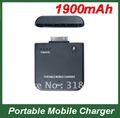 1900mAh External Portable Battery Charger for iphone 4G/3GS/3G not for iPod Black White I-Button1900LB/W Free Shipping