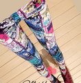 Free Shipping,Graffiti Cartoon Blue Maneki Neko Cat Kitty Leggings Jeggings Pants #1312,Womens/Ladies Tight Pants