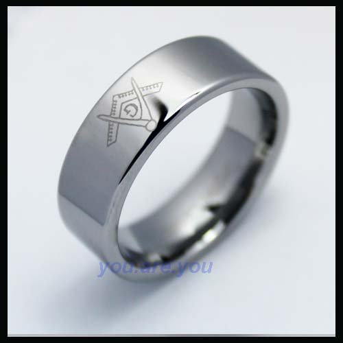 10pcs Mirror Polish Men s Masonic Logo Tungsten Ring Jewelry Fashion Size 8 12