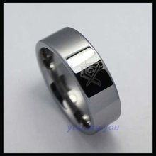 10pcs Mirror Polish Men s Masonic Logo Tungsten Ring Jewelry Fashion Size 8 12