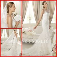 2013 Fashion Lace Designer White Strapless Mermaid Dietrich Applique NEW Wedding Bridal Dresses Dress Gowns Gown Free Shipping