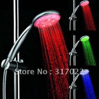 3.7 InchTemperature Sensor RGB 3 Colors Changing LED Round Handheld Shower Heads 2pcs/lot