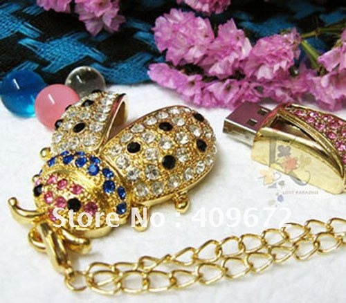 retail genuine 2G/4G/8G/16G/32G flash drive pen drive usb flash drive jewelry beatles metal diamond Free shipping+Drop shipping(China (Mainland))