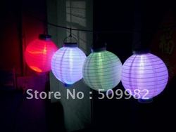 Free Shipping +12pcs/lot ,10" Solar Powered Chinese Lantern Patio Garden/ Party /Festival/ Decoration /Yard LED light Wholesale(China (Mainland))