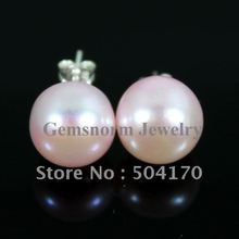 Free Shipping Genuine 11MM White Lustrous Pearl Stud Earrings Large Freshwater Pearls Superior Quality 10pairs lot