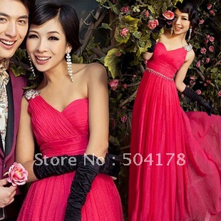  Shoulder  Dress on New Arrival Sexy One Shoulder Buddhistan Red Bride Wedding Dress