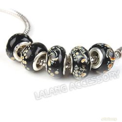 Promotion 2012 Glass Charms Bead Big Hole Black 30pcs/lot Fit European Bracelet 13*13*8mm 151726(China (Mainland))