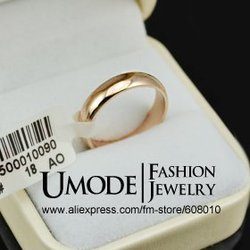 For Man and Woman 18K Rose Gold Plated High Polish Wedding Band FREE SHIPPING!(Umode JR0097A)(China (Mainland))