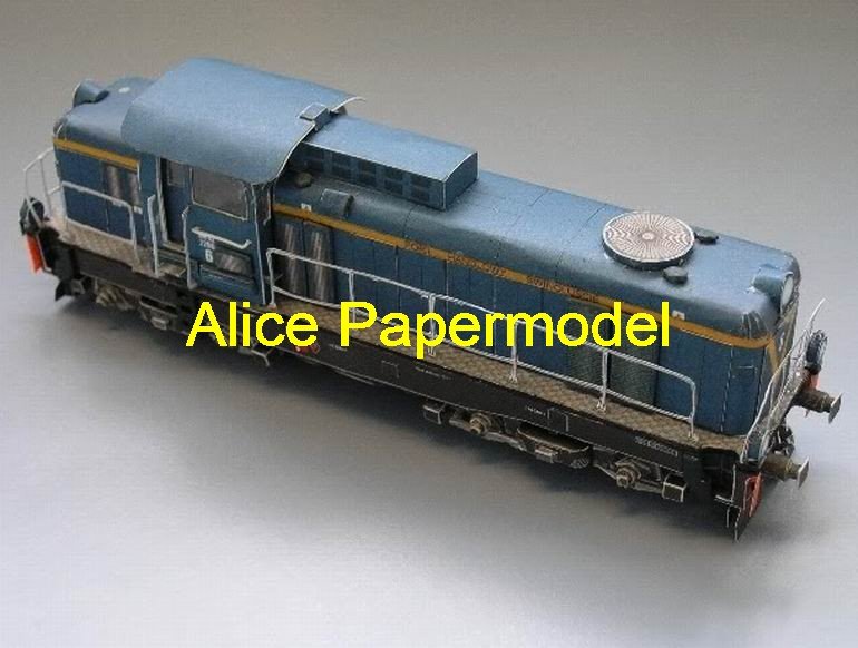 Alice papermodel] 1:87 ho scale blue train railway locomotive car 