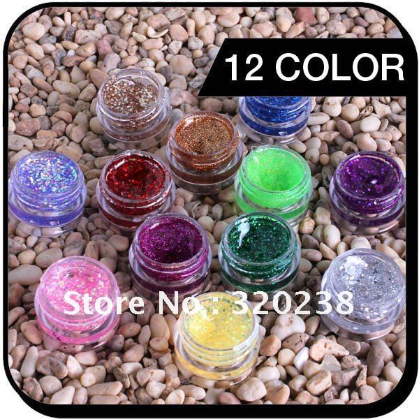 Free Shipping 12 Color Glitter UV Gel Nail Art 8ml For Decoration And
