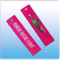 wholesale emb. keychain,materal: twill, 13 x 2.5cm, merrow & heat cut, emb. two side, accept customized, MOQ100pcs,free shipping