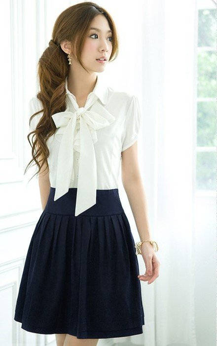  - 2014-new-arrival-lady-fashion-bow-style-retro-slim-summer-student-dress-free-shipping-promotion