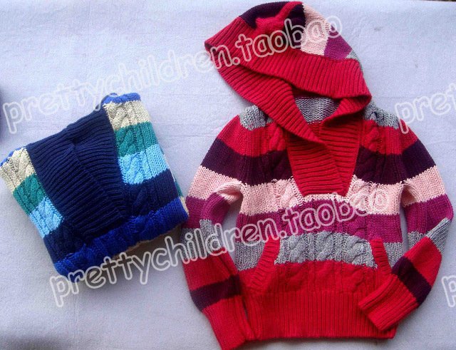 free shipping A*OLD in Europe and NAVY cotton twist stripe knitted Cardigan with Cap(China (Mainland))