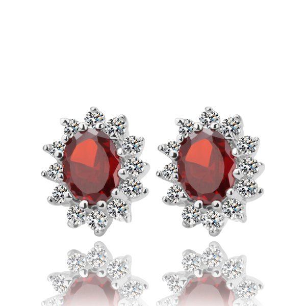 Nobler Loyal Earrings Elegant Womens Studded Earring Red Nobler Crystal Diamond Fashion Jewelry Hypoallergenic HQE011B - diamond Red colure earrings