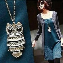 Korean jewelry retro Owl Necklace long paragraph sweater chain,Free Shipping!#X00010