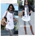 2012 spring new long-sleeved t-shirt white loose t-shirt bottoming shirt long section of the t-shirt