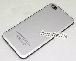 Silver Metal Replacement Back Cover housing Battery Door for iPhone 4 Free Shipping(China (Mainland))