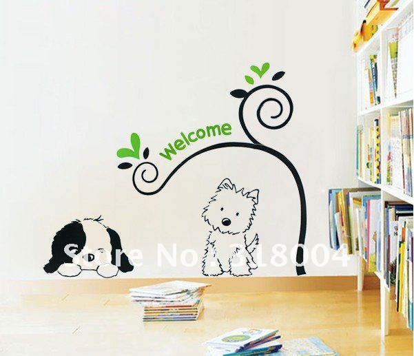 Aliexpress.com : Buy Two lovely dogs vinyl wall sticker decal kids ...