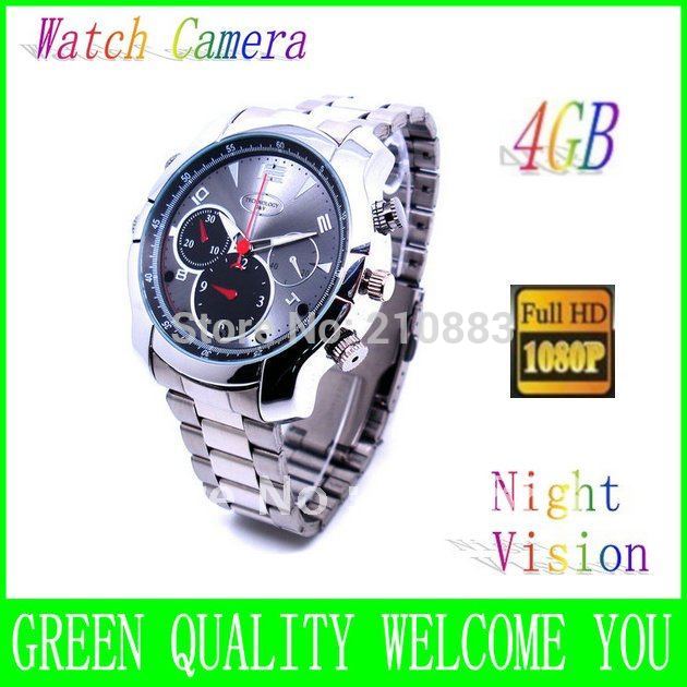 Free Shipping 4GB Consumer Electronics Camera Photo Video Watch DVR 1920 1080P infrared Night Vision Waterproof
