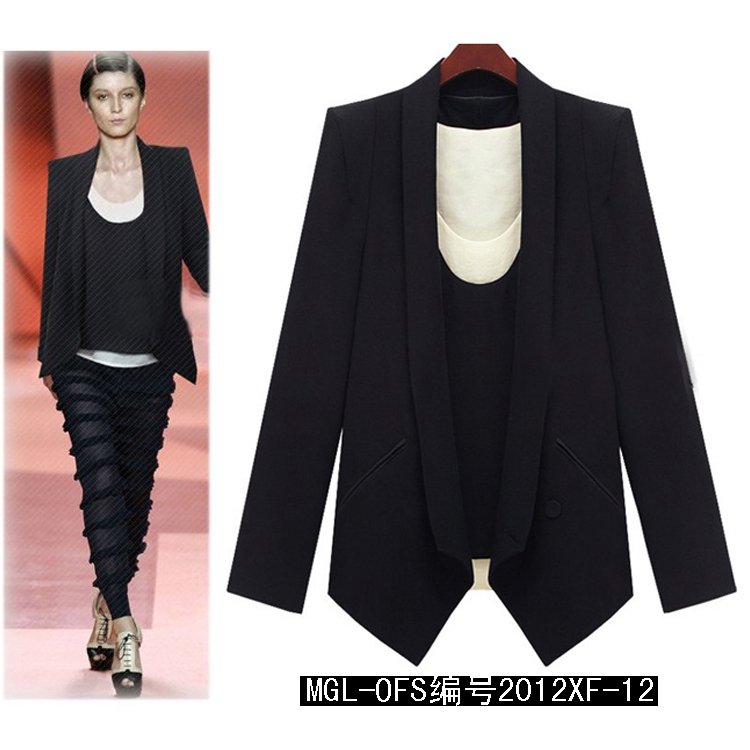 fashion blazer outerwear shoulder pads suit plus size Women's Clothing ...