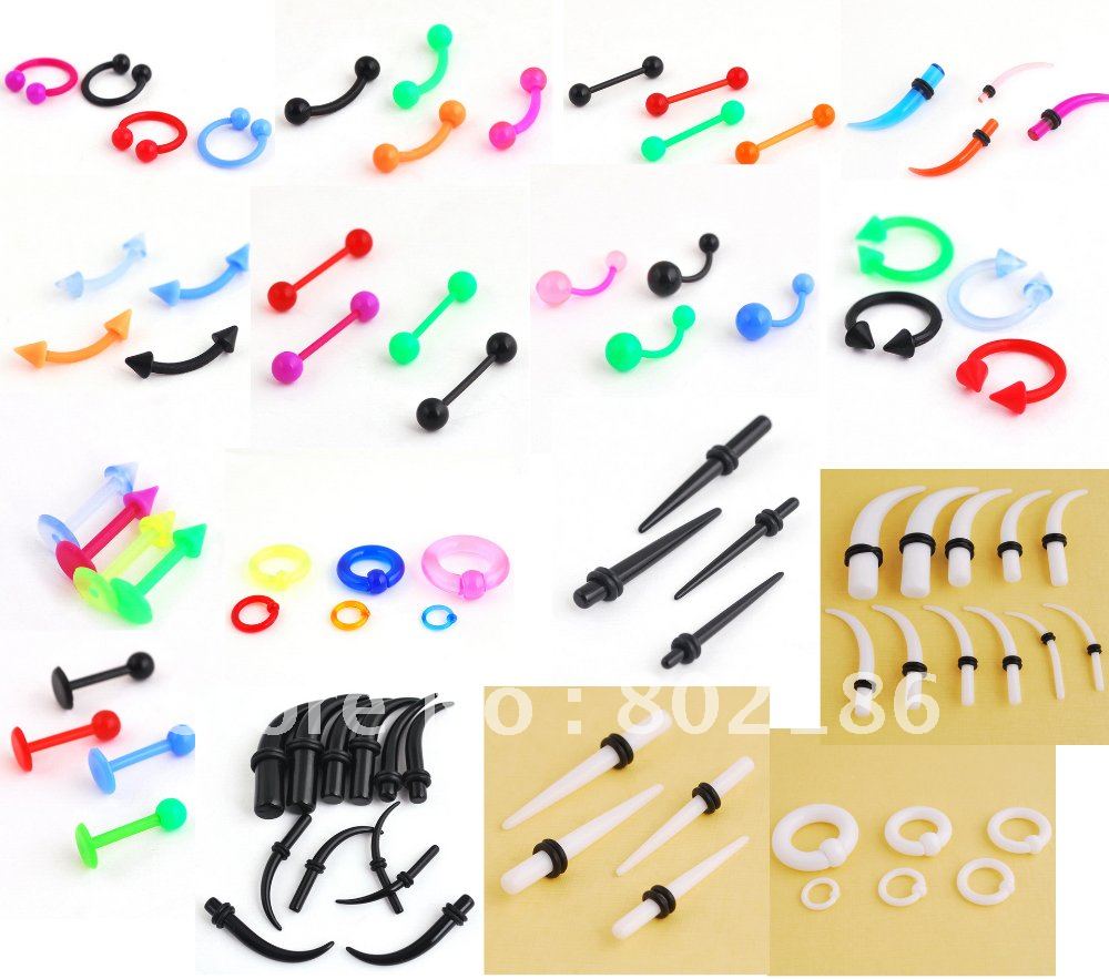 Fashion Body Jewelry Bulk Lot 239pcs Mix Size/Design Lip,Ear & Navel Resin