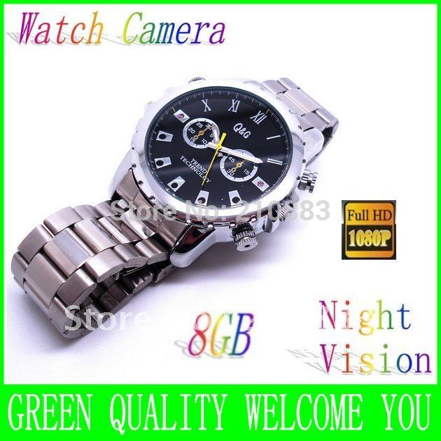 Free Shipping 8GB Watch DVR IR infrared Night Vision Waterproof 1920 1080P Wristwatches Camera Photo Video