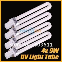 new 4 PCS 9W Nail UV Machine Light Lamp Bulb Tube UV-9w 365nm free shipping