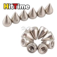 200Pcs 9.5mm Silver Cone Spikes Screwback Studs Leather Craft DIY Goth Punk Spot  [13791|01|04]