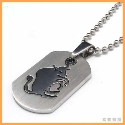 Free Shipping Fashion jewelry The Signs of the Zodiac Taurus Bull Pendant 316L Stainless Steel Necklaces