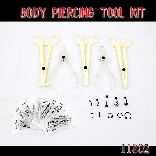 Wholesale - 25pcs Sterile Disposable Body Piercing Tools needle Belly