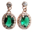 Min.order is $10 (mix order) Emerald Green 18k Nickel Free Gold Finish Austrian Crystal Stud earrings for woman Wholesale E291