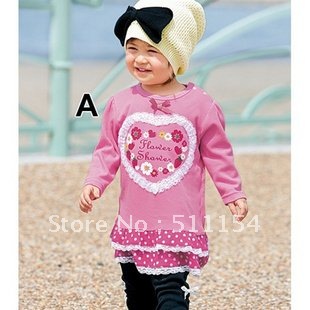 Girls Dress Patterns Free on Girl Long Sleeve Heart Pattern One Piece Dress Free Shipping Retail