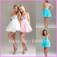 Free Shipping 30% Discount A-Line Sweetheart Full Beads Crystal Bodice Tulle Skirt Mini Homecoming Dress Cocktail Party  Gown
