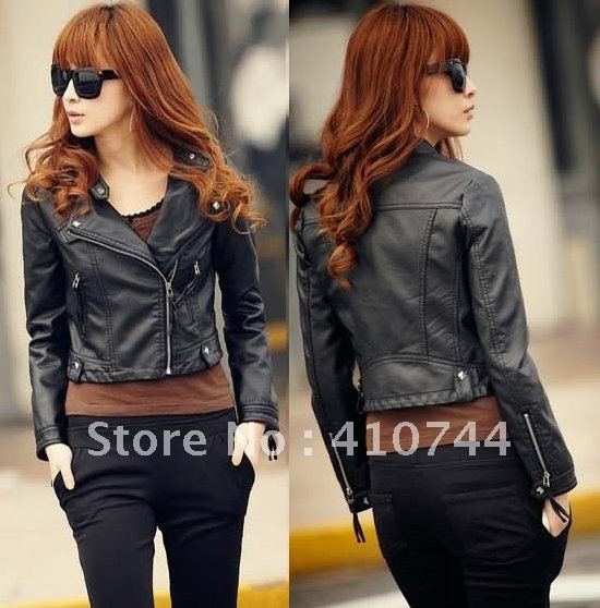 Womens Short Black Leather Jacket - JacketIn