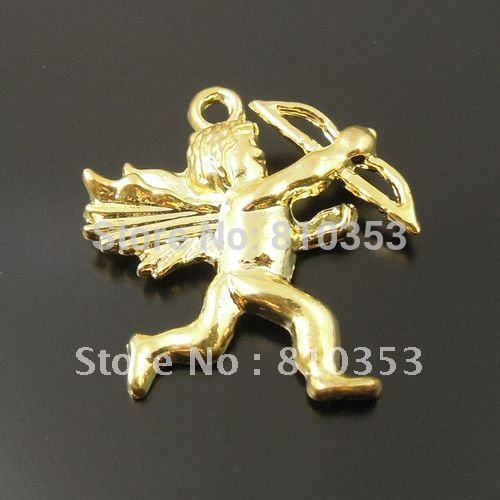 Vintage Style Matte Gold Tone Cupid Angel Pandent Charms 25 25 5mm 20PCS 33706