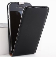 flip leather cover genuine leather case for iphone 4 4s 10 pcs/lot