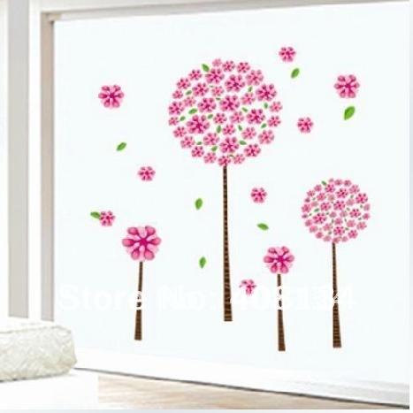 Wall Decals  Living Room on Living Room Wall Sticker Pink Cherry Tree And Lovly Star Wall Stickers