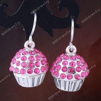 pink dangling earrings