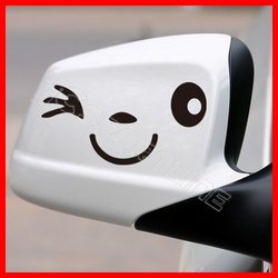 Smile Face Car Sticker Decals Rear view Mirror Sticker Reflective Material - Free Shpping(China (Mainland))