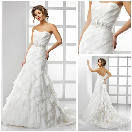 Line Dress on Style A Line Ruched Crystal Belt White Organza Wedding Dresses Pattern